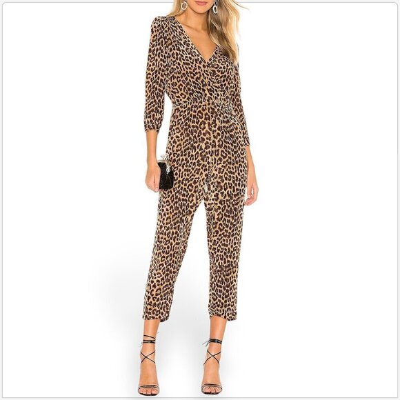 Mes Demoiselles Pants - Mes Demoiselles Slash Panther Leopard Print Animal Voile Jumpsuit French 36 US 4